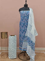 Sky Blue Linen Cotton Dress Material