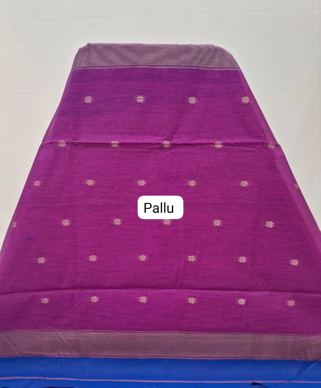 Royal Blue Semi Maheshwari Silk Cotton Saree pallu