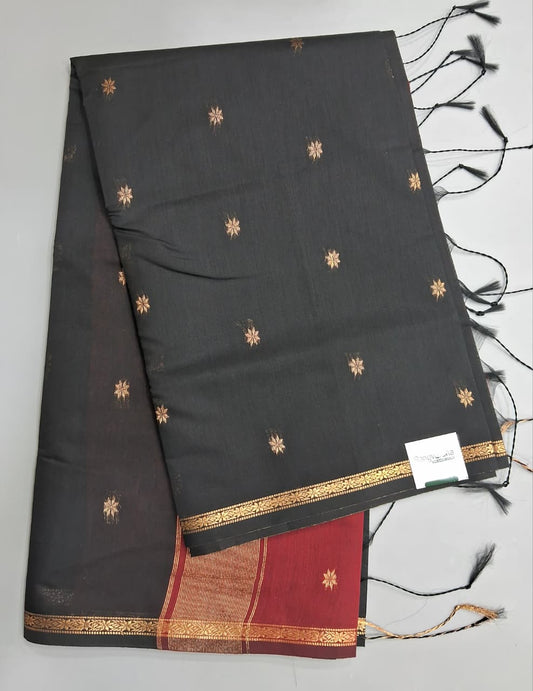 Brick Red Semi Maheshwari Silk Saree