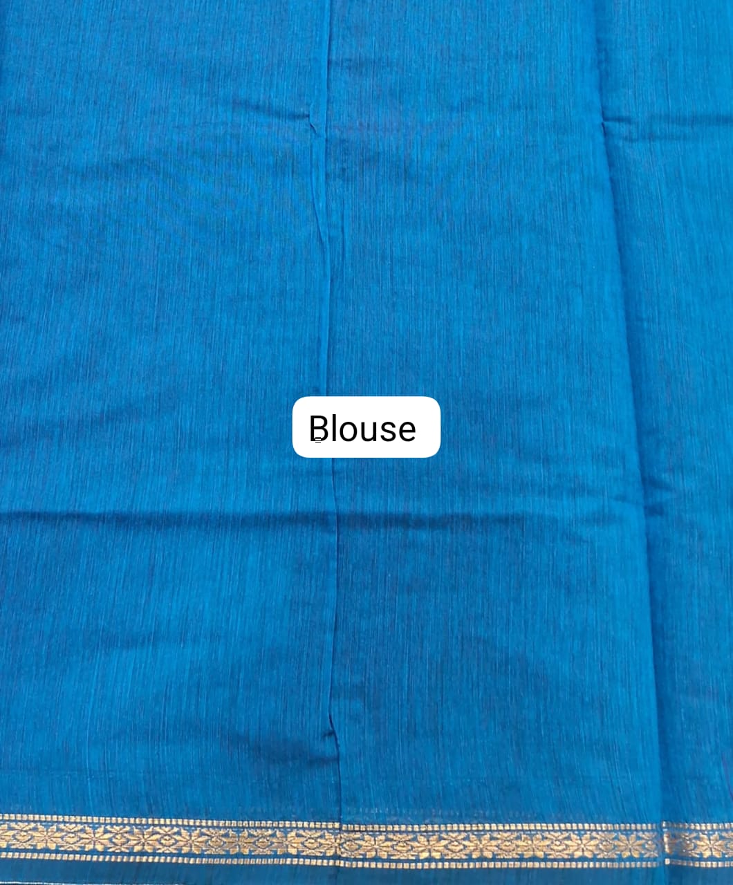 Navy Blue Semi Maheshwari Silk Saree Blouse