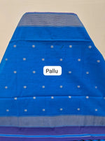 Navy Blue Semi Maheshwari Silk Cotton Saree pallu