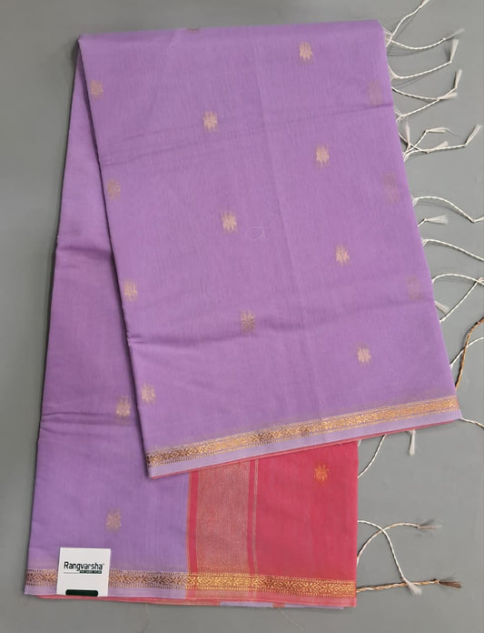 Lavender Semi Maheshwari Silk Saree 