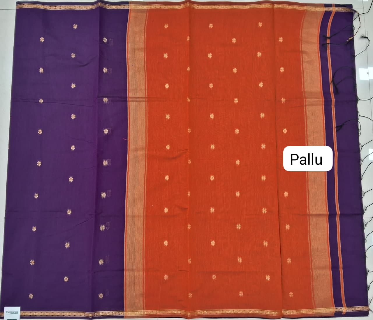 Purple Semi Maheshwari Silk Saree Blouse