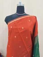 Sunrise Orange Semi Maheshwari Silk Cotton Saree 1