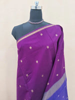Purple Semi Maheshwari Silk Cotton Saree 1