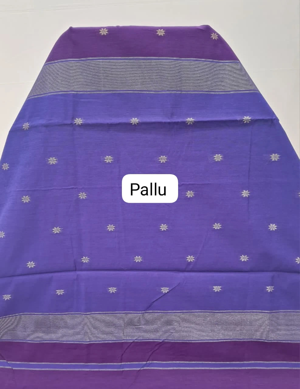 Purple Semi Maheshwari Silk Cotton Saree pallu