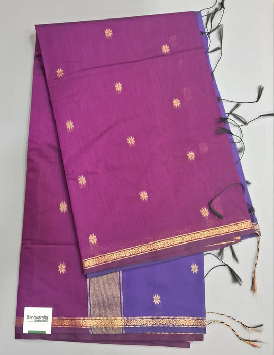 Magenta Pink Semi Maheshwari Silk Saree