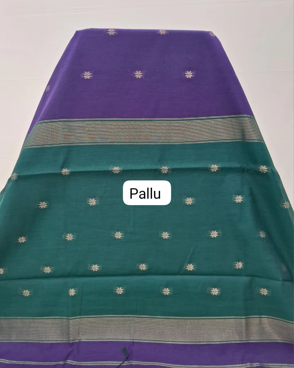 Regal Purple Semi Maheshwari Silk Cotton Saree pallu