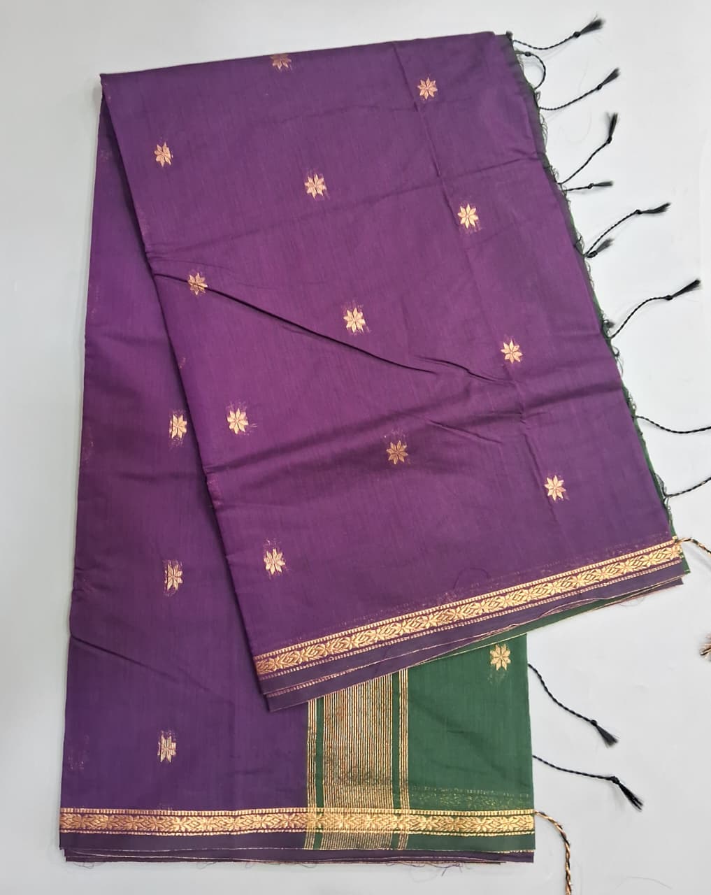 urple Semi Maheshwari Silk Saree