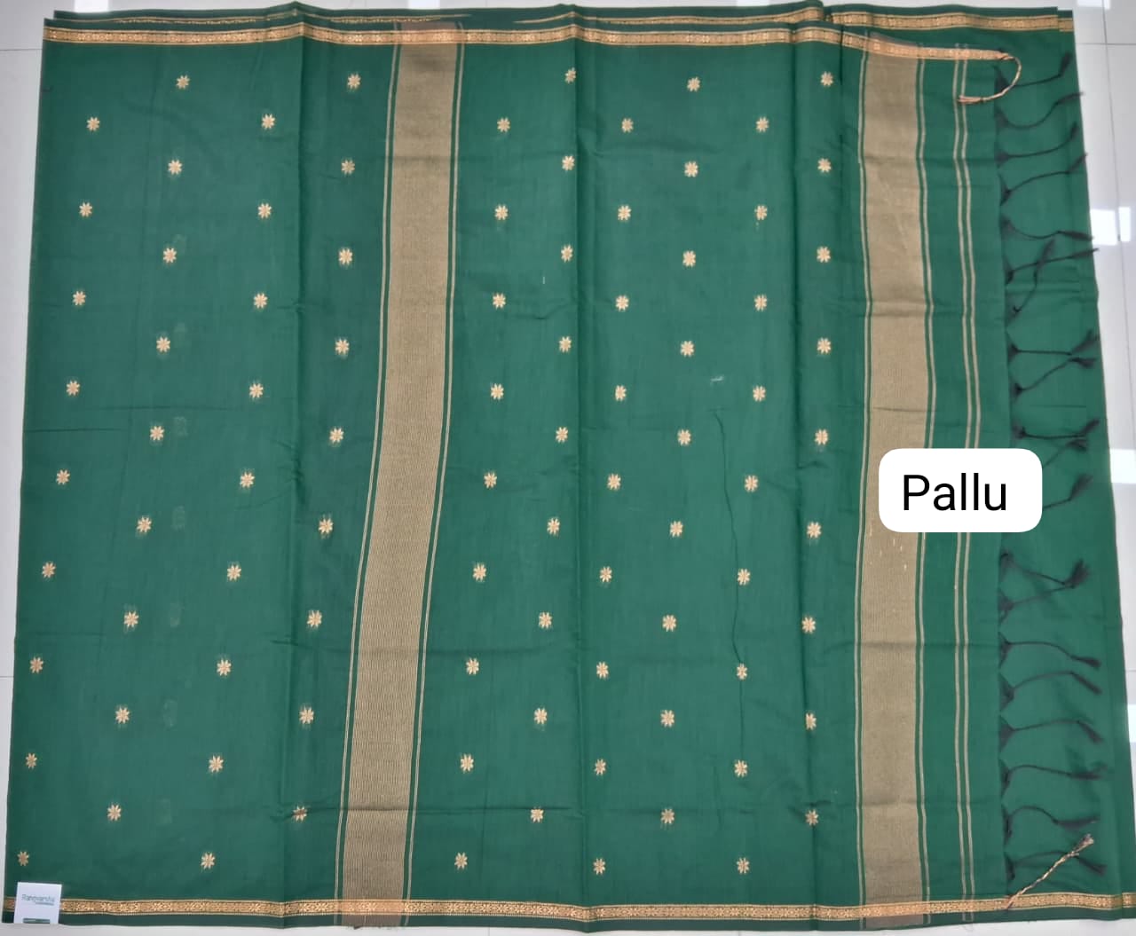 Green Semi Maheshwari Silk Saree Pallu