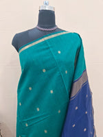 Rama Green Semi Maheshwari Silk Cotton Saree 1