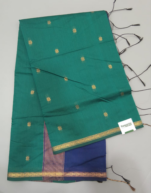 Rama Green Semi Maheshwari Silk Saree 