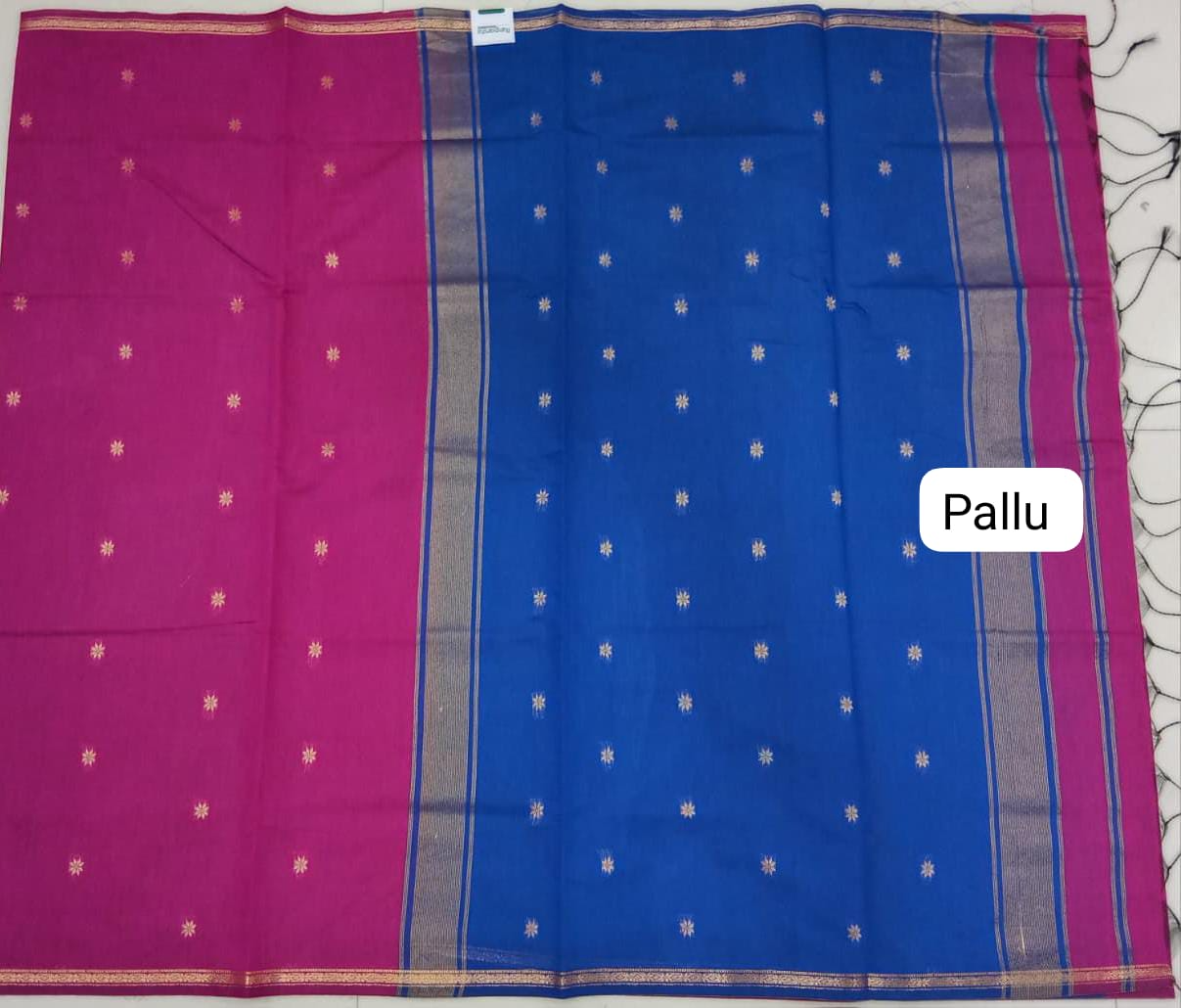 Rani Pink Semi Maheshwari Silk Saree Pallu