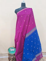 Rani Pink Semi Maheshwari Silk Saree 