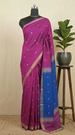 Rani Pink Semi Maheshwari Silk Saree 