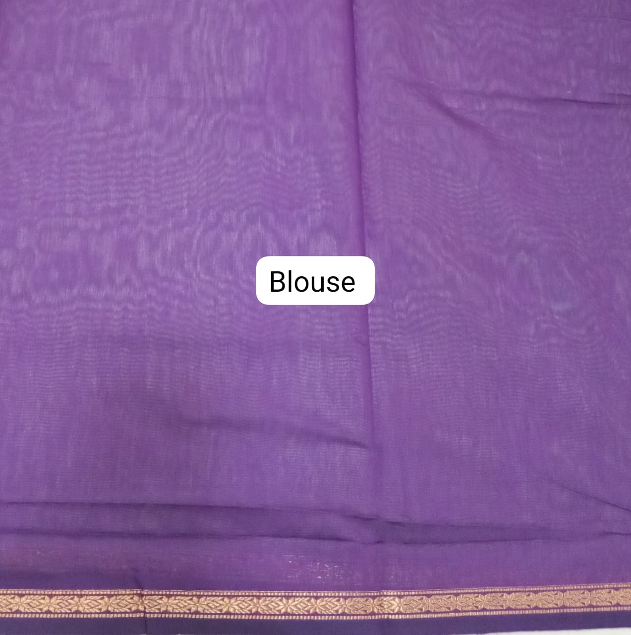 Beige Semi Maheshwari Silk Saree Blouse
