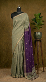 Beige Semi Maheshwari Silk Saree 