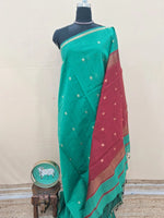 Sea Green Semi Maheshwari Silk Saree 