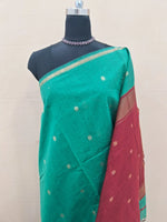 Sea Green Semi Maheshwari Silk Saree 1