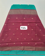 Sea Green Semi Maheshwari Silk Saree pallu