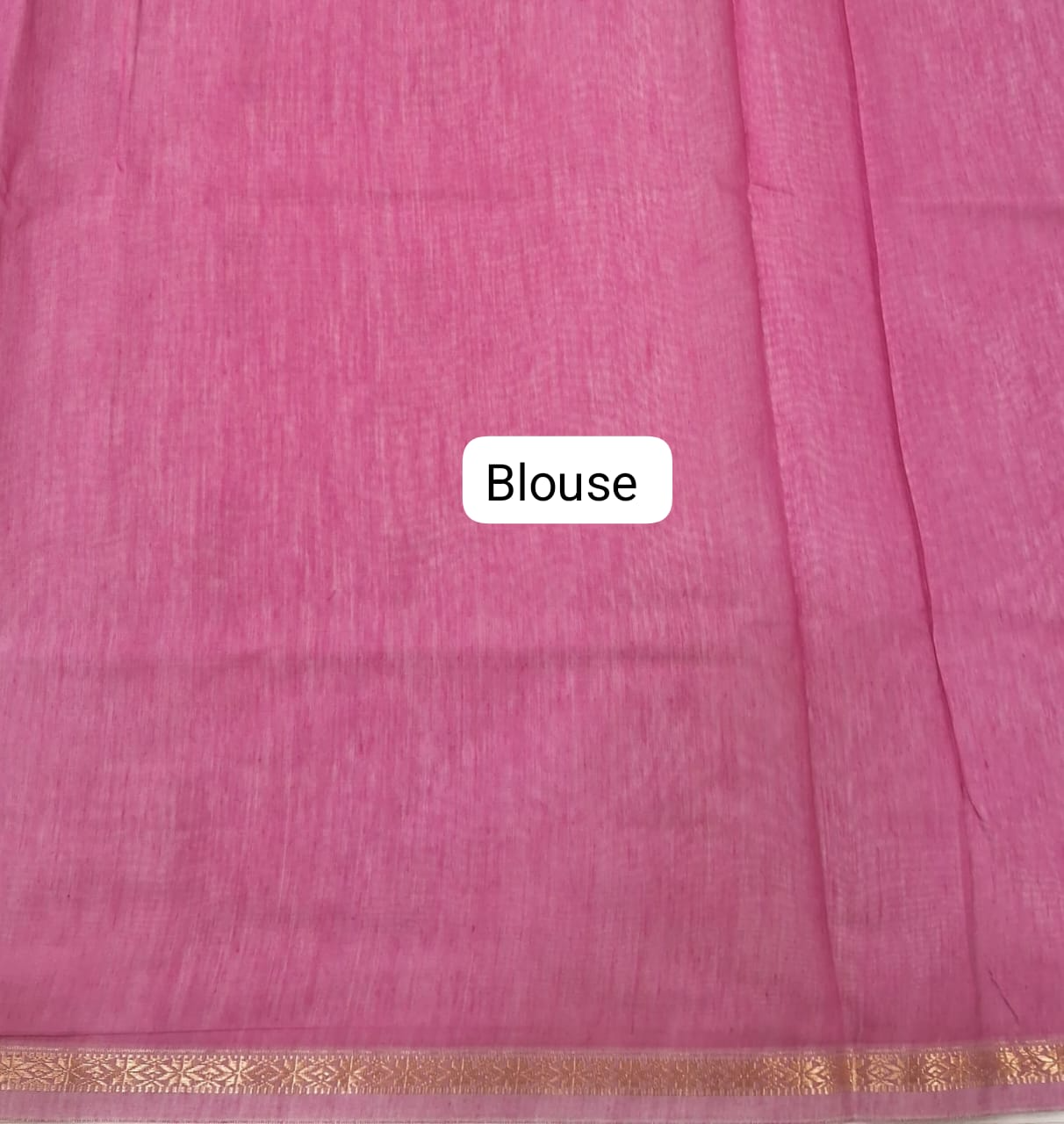 White Semi Maheshwari Silk Cotton Saree Blouse