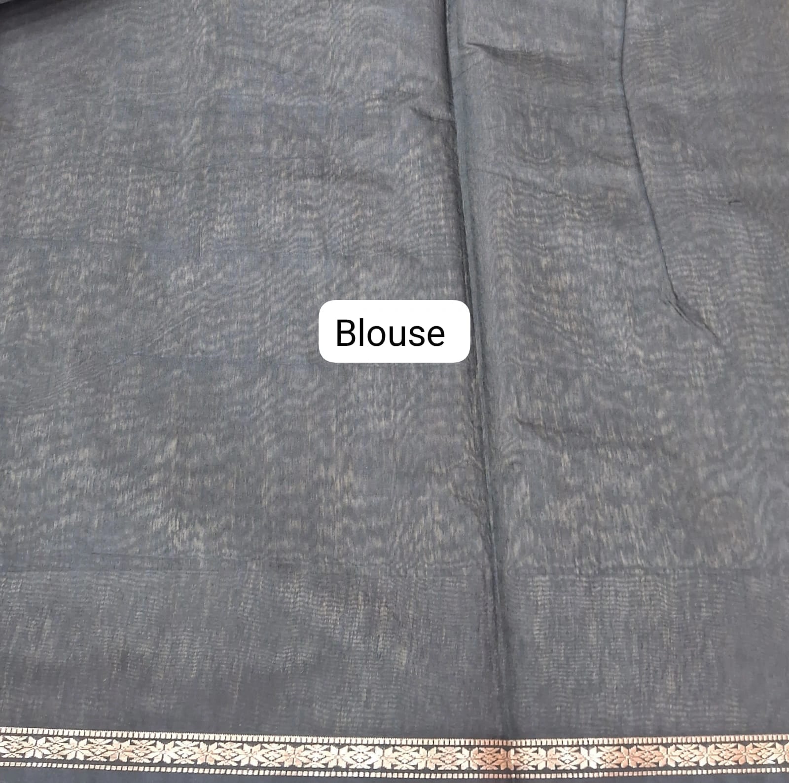 Beige Semi Maheshwari Silk Cotton Saree Blouse