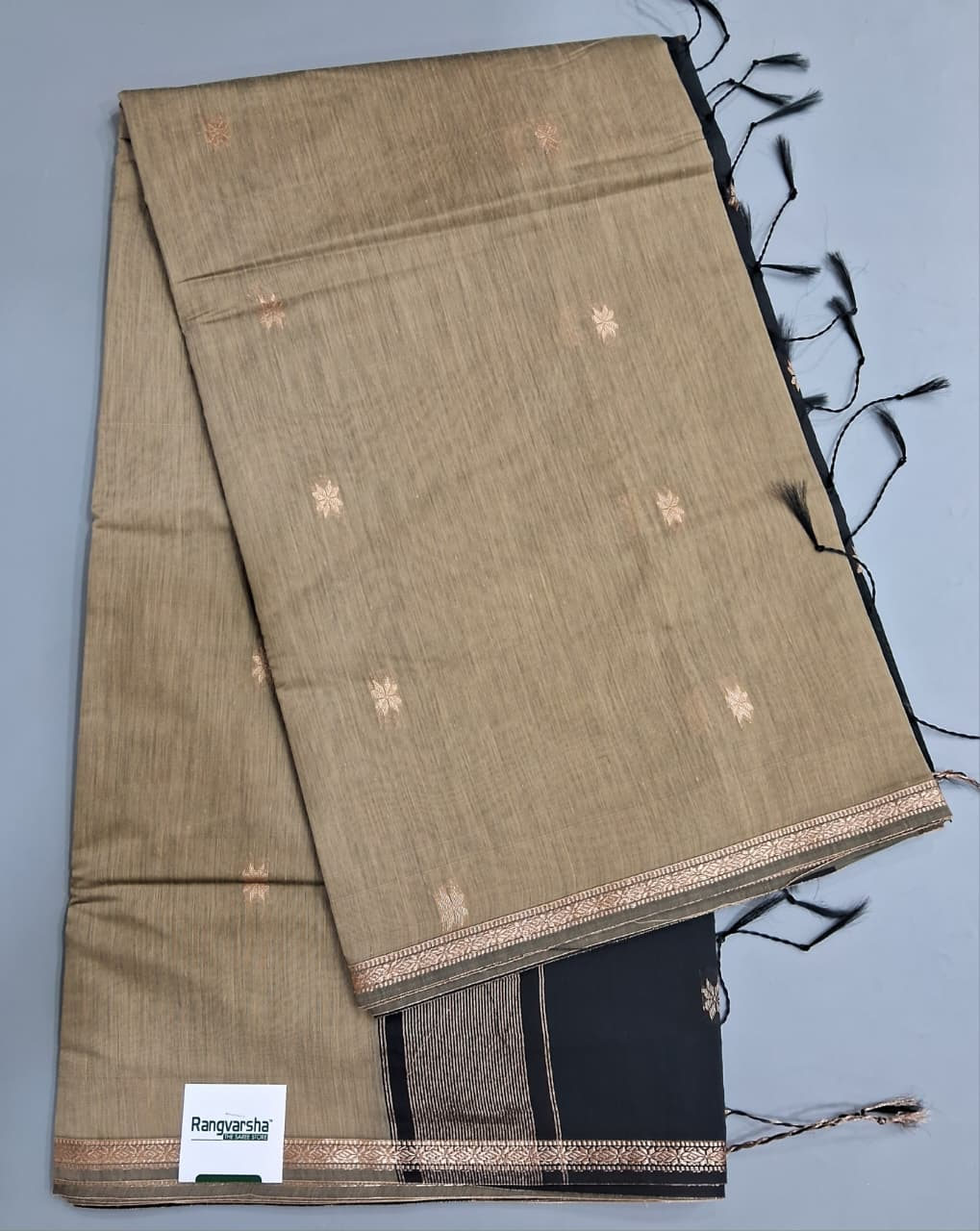 Beige Semi Maheshwari Silk Cotton Saree