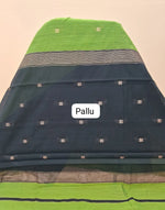 Grass Green Semi Maheshwari Silk Cotton Saree pallu
