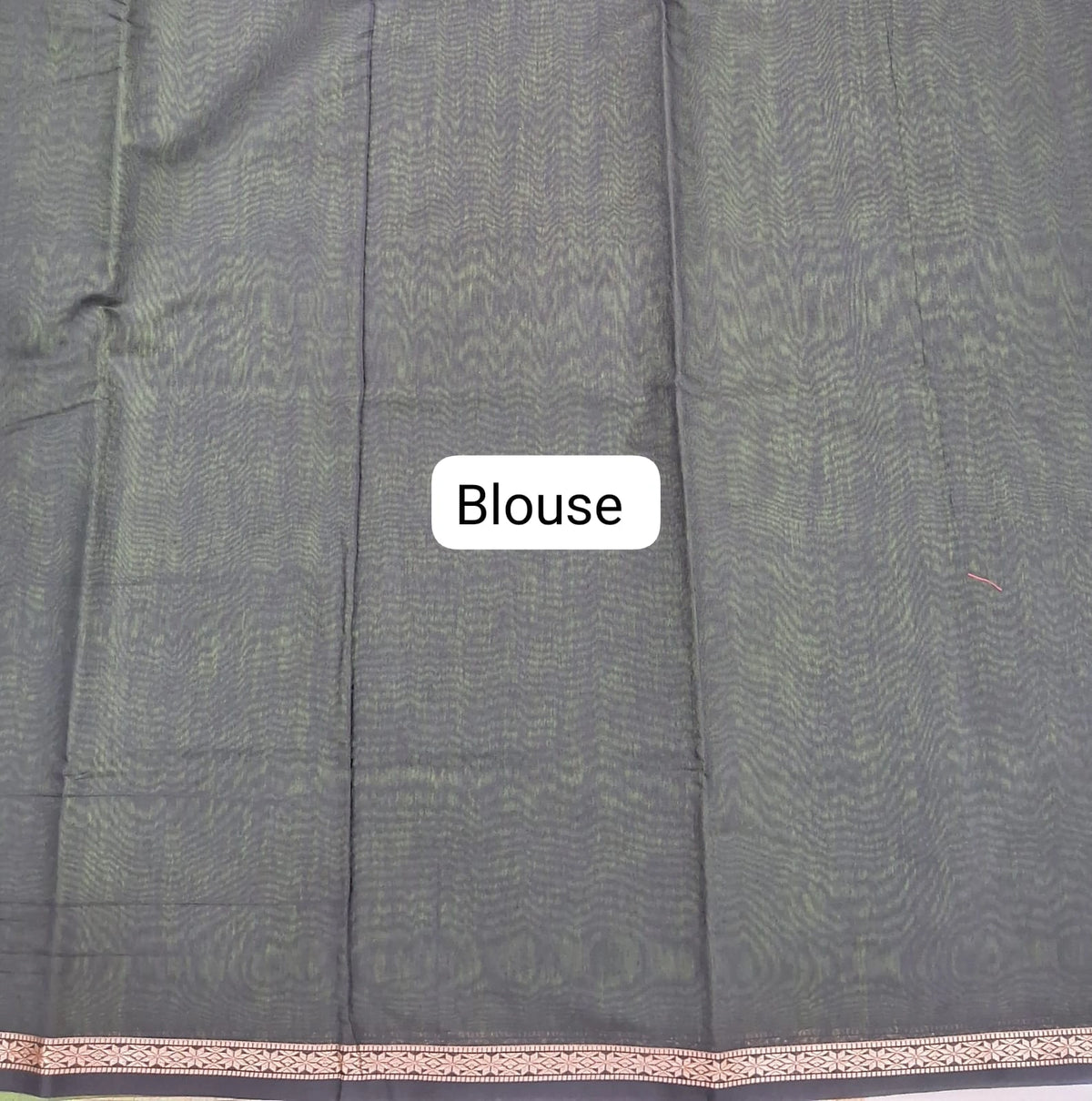 Grass Green Semi Maheshwari Silk Cotton Saree blouse