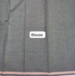 Grass Green Semi Maheshwari Silk Cotton Saree blouse