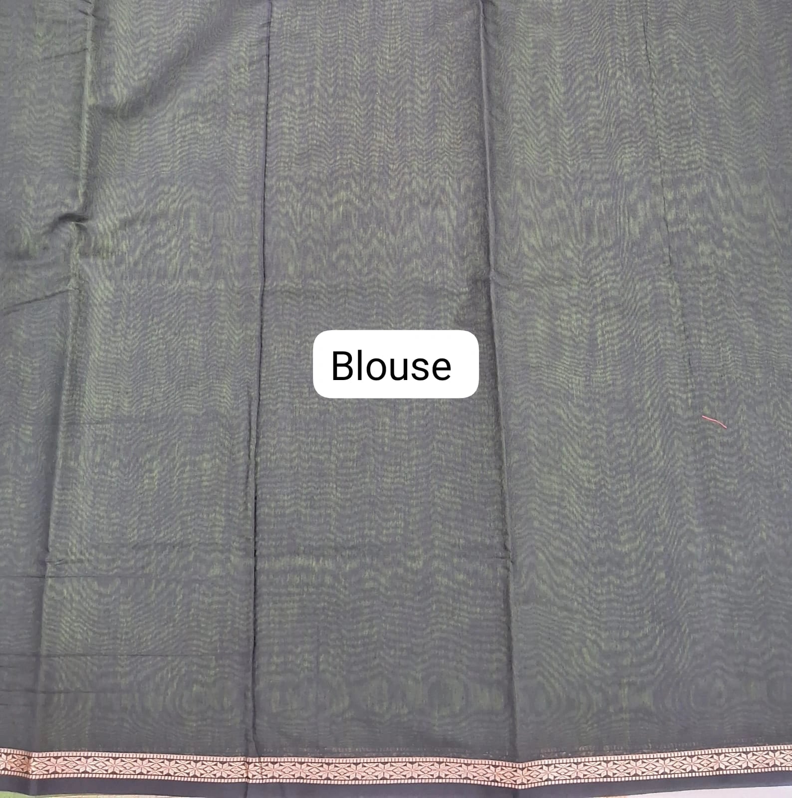 Grass Green Semi Maheshwari Silk Cotton Saree blouse