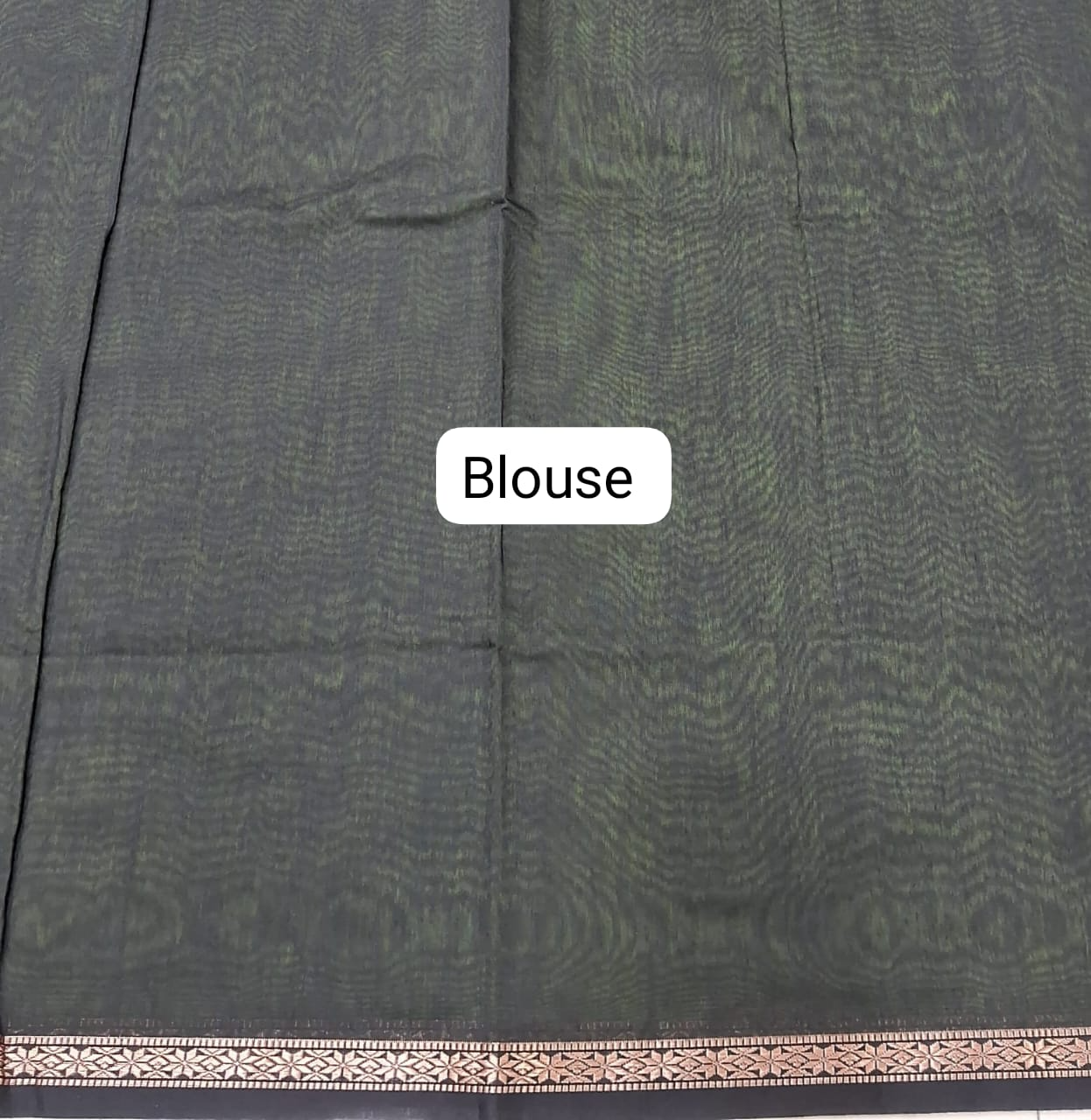 Grass Green Semi Maheshwari Silk Cotton Saree  Blouse