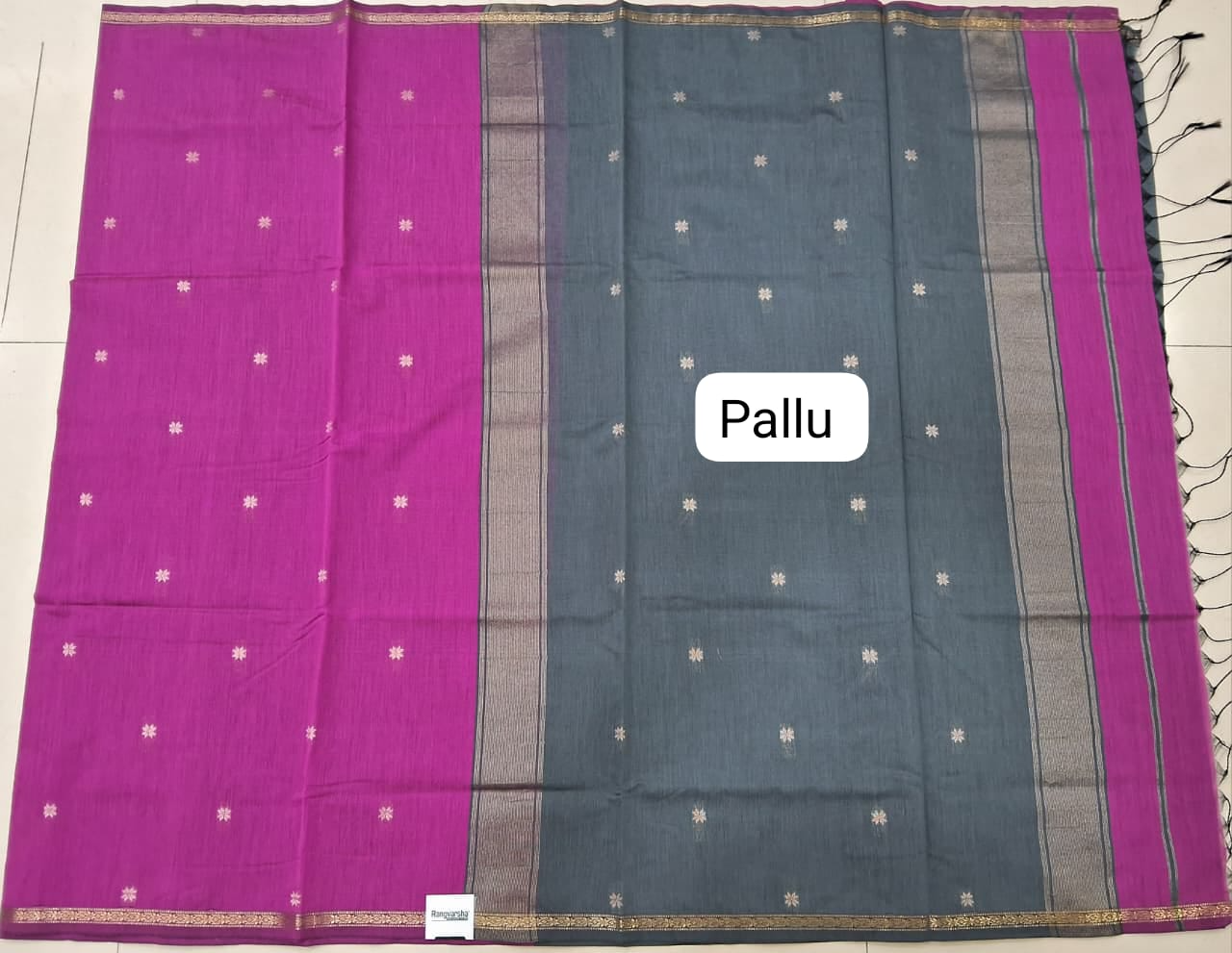 Fuchsia Pink Semi Maheshwari Silk Cotton Saree