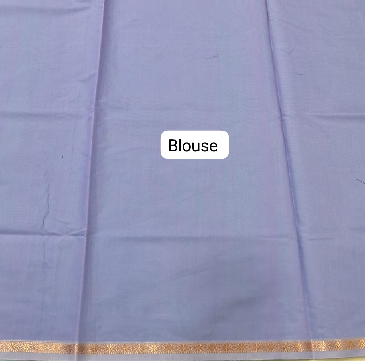 Sea Blue Semi Maheshwari Silk Cotton Saree Blouse