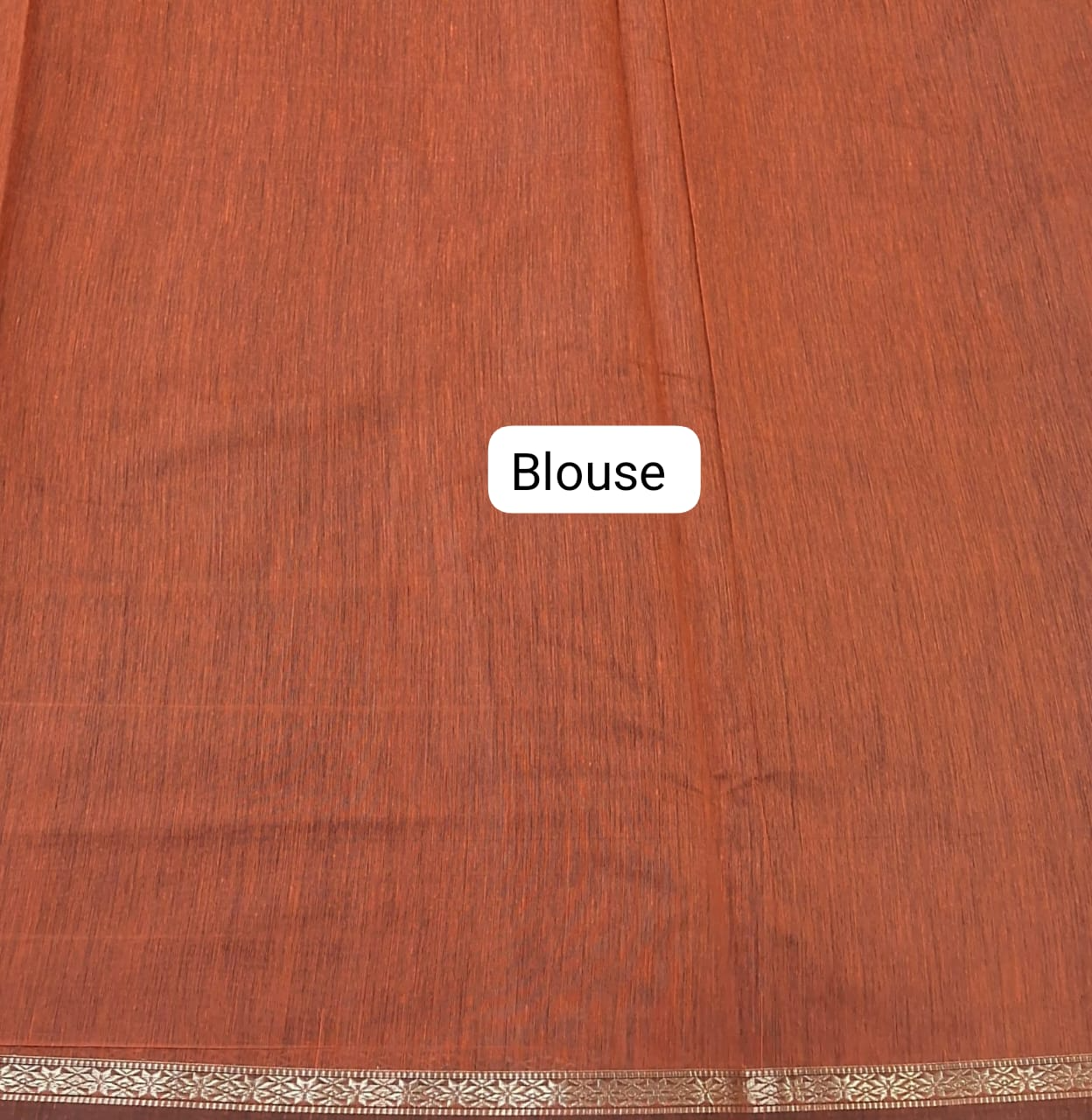 Chocolate Brown Semi Maheshwari Silk Cotton Saree Blouse