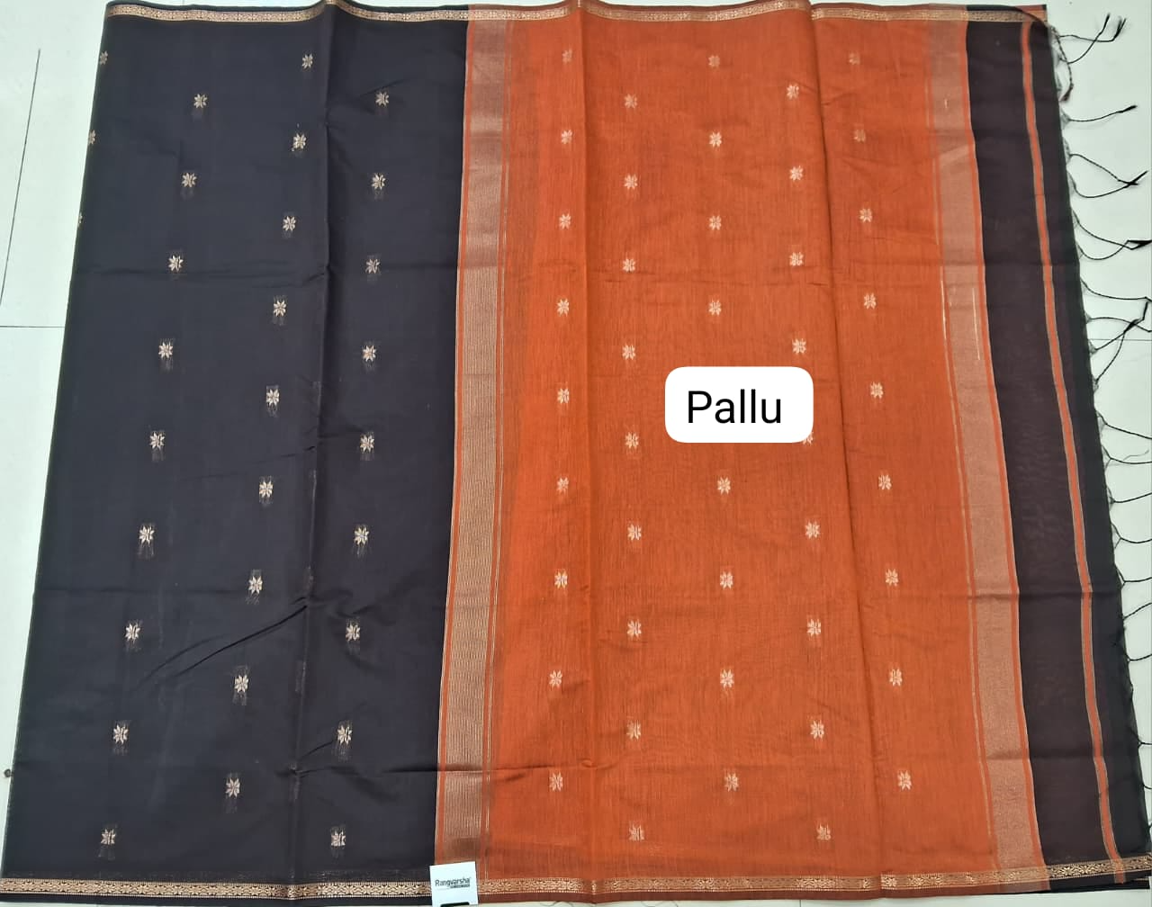 Chocolate Brown Semi Maheshwari Silk Cotton Saree Pallu