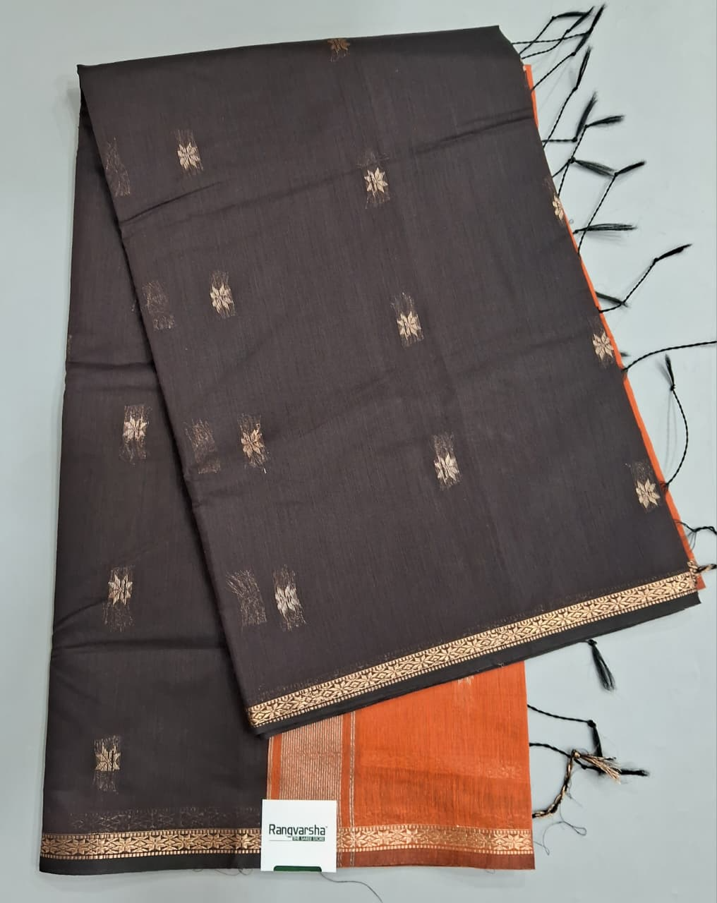 Chocolate Brown Semi Maheshwari Silk Cotton Saree