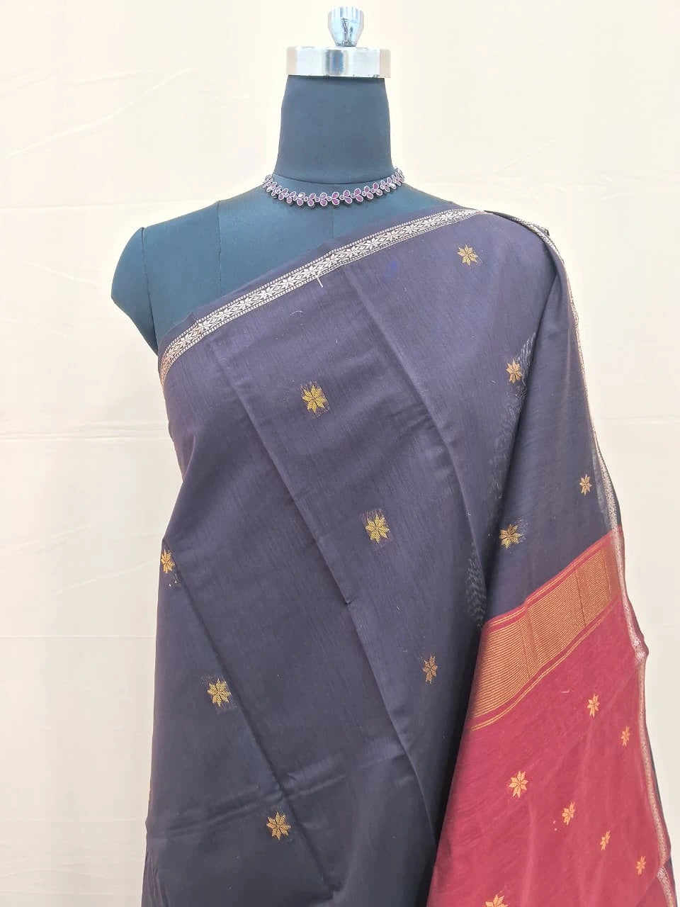 Walnut Brown Semi Maheshwari Silk Cotton Saree 1