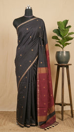 Walnut Brown Semi Maheshwari Silk Cotton Saree 