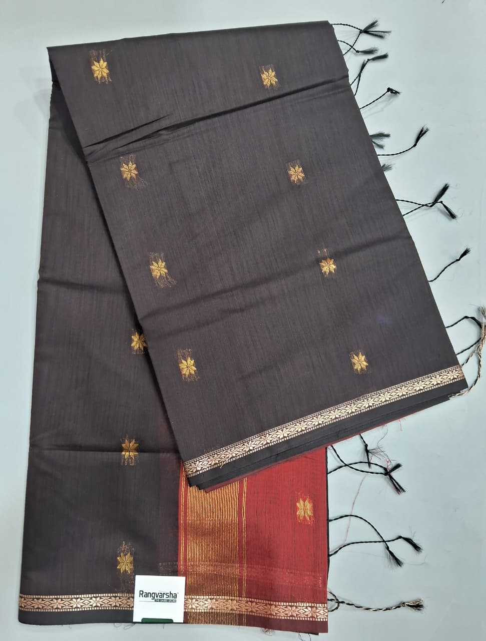 Black Semi Maheshwari Silk Cotton Saree