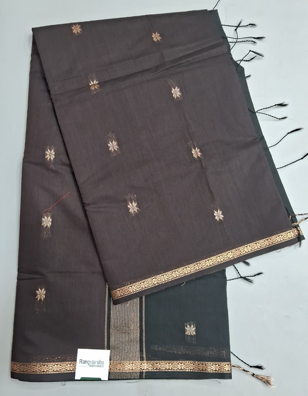 Chocolate Brown Semi Maheshwari Silk Cotton Saree 
