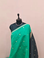 Bright Green Semi Maheshwari Silk Cotton Saree 1