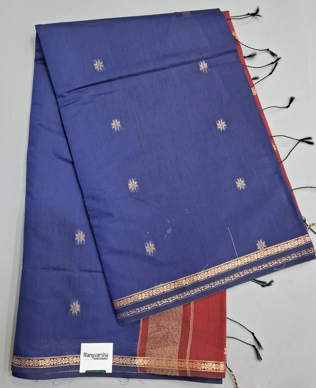 Indigo Blue Semi Maheshwari Silk Cotton Saree
