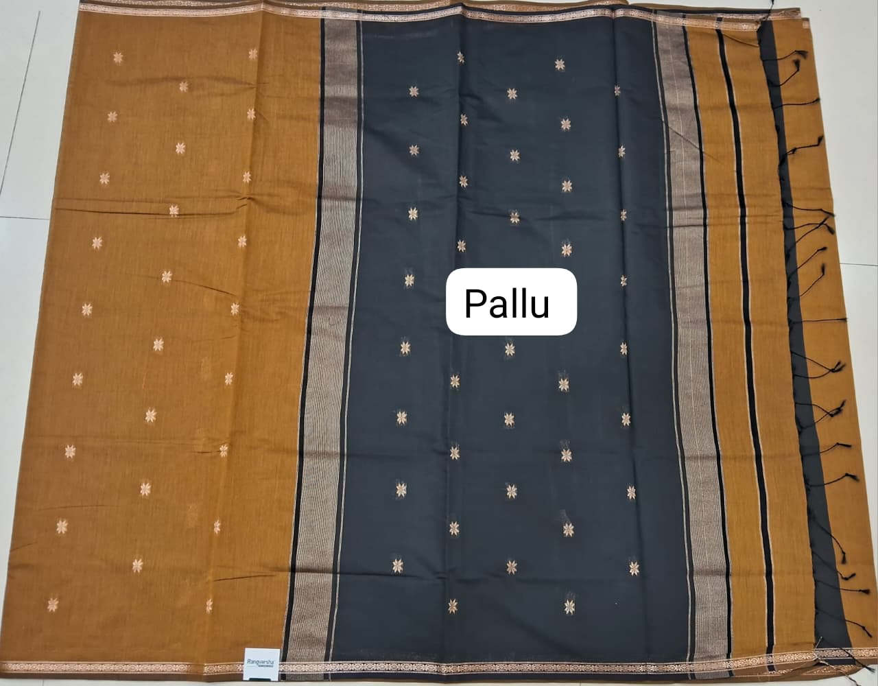 Mustard Yellow Semi Maheshwari Silk Cotton Saree Pallu