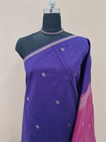 Royal Blue Semi Maheshwari Silk Cotton Saree 1