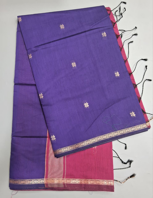 Royal Blue Semi Maheshwari Silk Cotton Saree