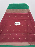 Bottle Green Semi Maheshwari Silk Cotton Saree Pallu