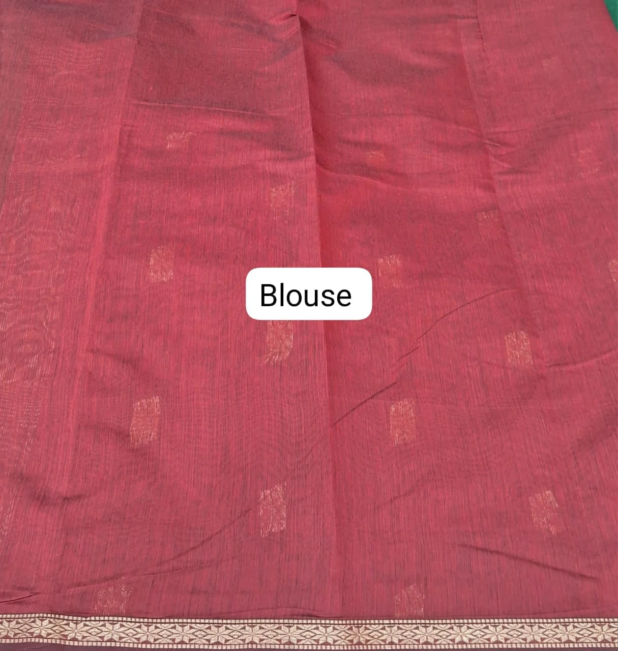Bottle Green Semi Maheshwari Silk Cotton Saree Blouse