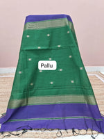 Elegant Indigo Blue Semi Maheshwari Silk Cotton Saree pallu