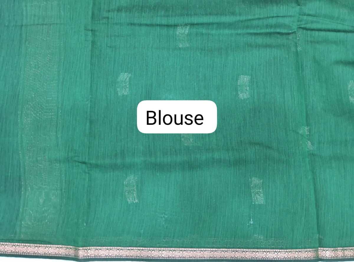 Elegant Indigo Blue Semi Maheshwari Silk Cotton Saree blouse